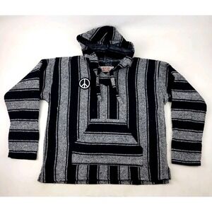 Made From Earth Wear In Peace Hoodie Aztec Western Hippie Oversized Black White